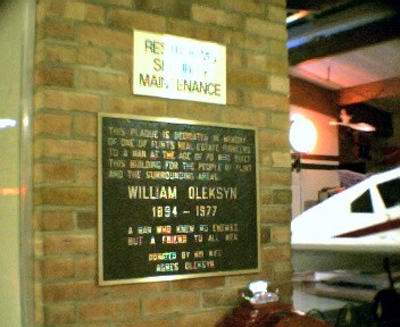 Dort-Eastside Drive-In Theatre - Plaque Commemorating William Oleksyn From Gary Flinn